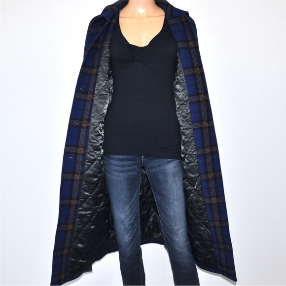 G-STAR // padded fieldcoat belted blue orange tartan plaid wool blend - Picture 6 of 15